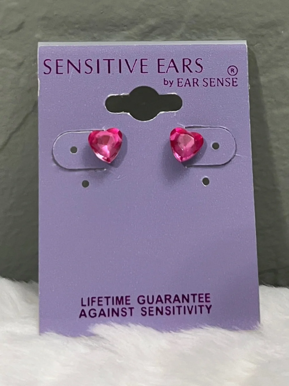 Pink‎ Crystal Heart Stud Earrings by Ear Sense sensitive ears studs